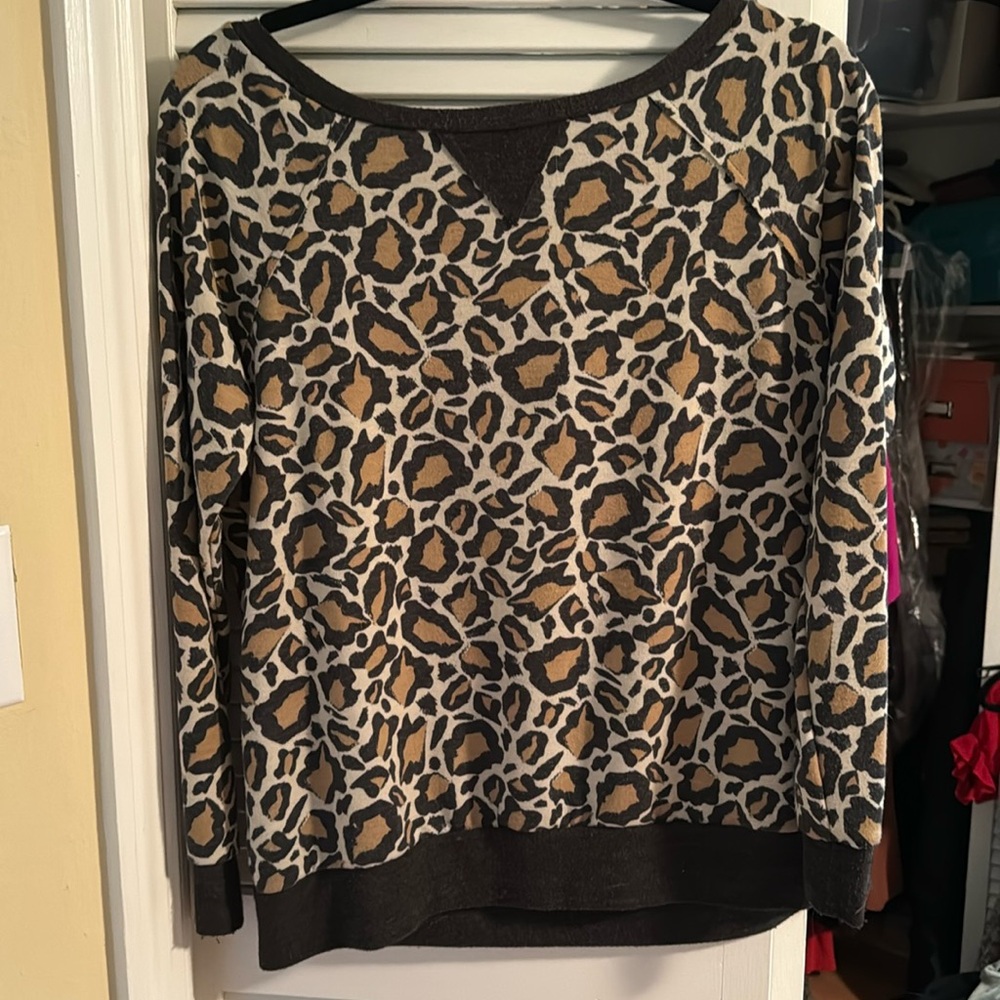 Grace and lace cheetah print oversized sweater/ crew neck